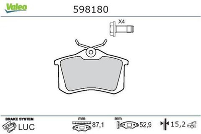 VALEO - 598180-VAL - Brake Pad Set, disc brake