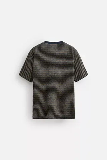 ZARA ЖАККАРДОВАЯ ФУТБОЛКА В ПОЛОСКУ, МОРСКОЙ СИНИЙ