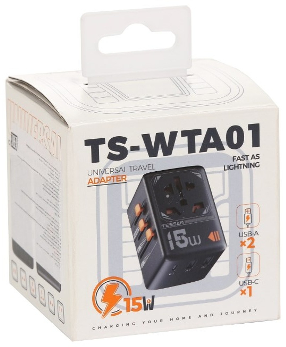 Зарядное устройство Tessan TS-WTA01 USB Type-C, USB 15 Вт черный