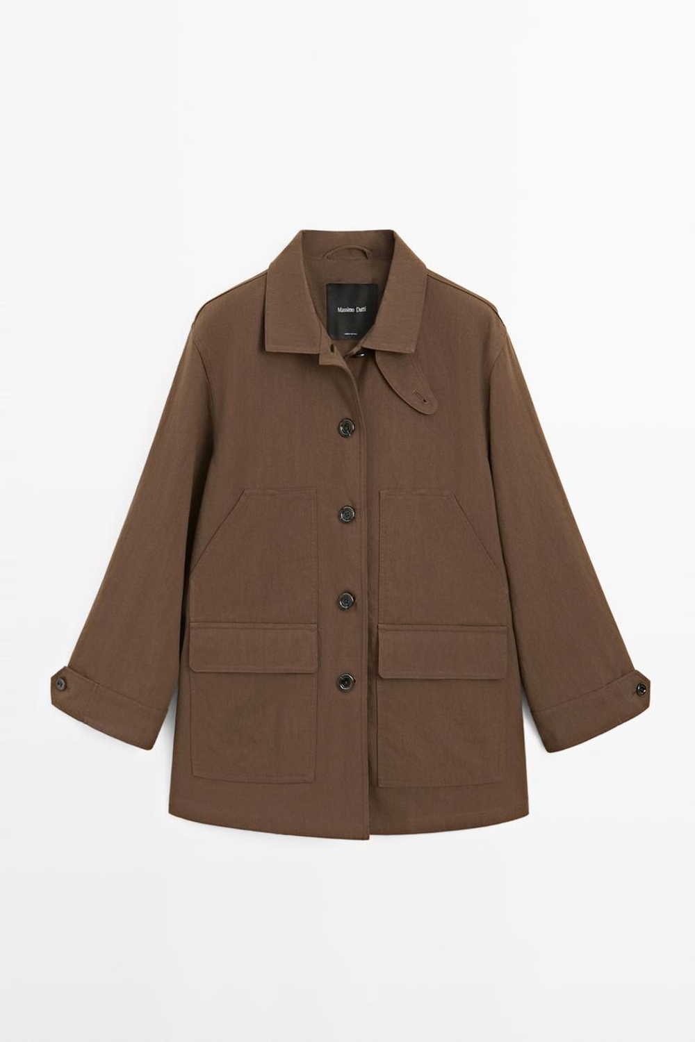 Massimo Dutti Куртка из смесового хлопка с карманами, коричневый