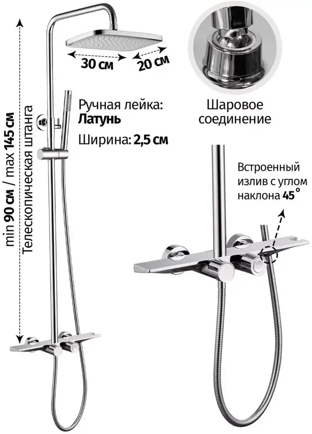 Душевая система с термостатом Grocenberg GB7038CR Хром