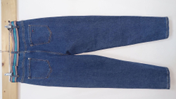 Джинсы женские тонкие плотные весенние летние синие деним стрейчевые на резинке бананы высокая посадка с подворотом на шнурке большой размер плюс гигант великан 58 60 36 38 40 6XL 5XL