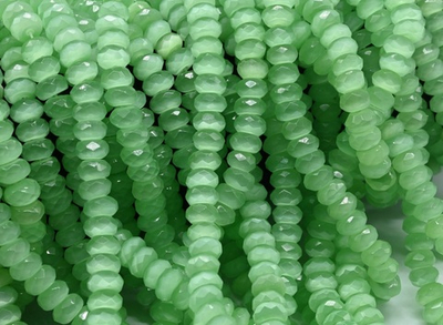 кгр7-м Кошачий глаз (имит.) рондель 7*5мм, мятный, нить 19см