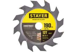 Диск пильный по дереву Технический рез (190x30/20 мм; 12T) Stayer 3683-190-30-12_z01