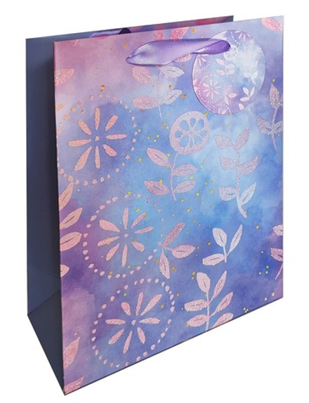 Пакет подарочный бумажный "Pink Batik", мат. ламин., блестки, 18x23x10см