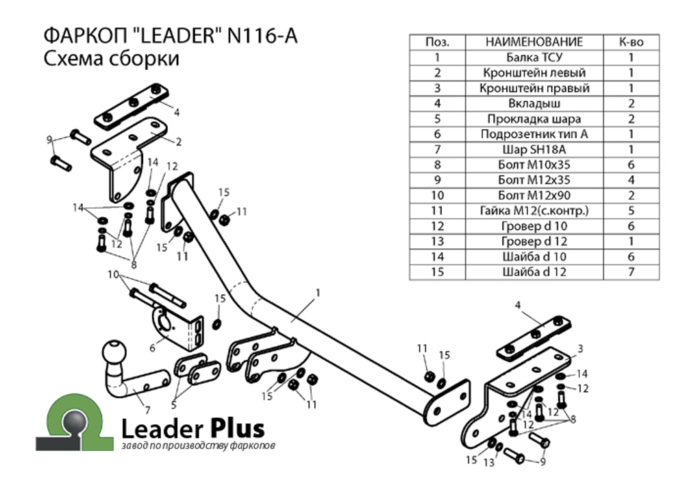 Фаркоп(прицепное) Лидер-Плюс для NISSAN JUKE (F15) (2WD) 2010-...(паспорт и сертификат в комплекте)(без электрики)N116-A