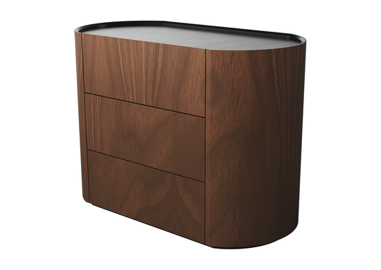 Комод Lagom 3 ящика ширина 100 см (орех, черный)