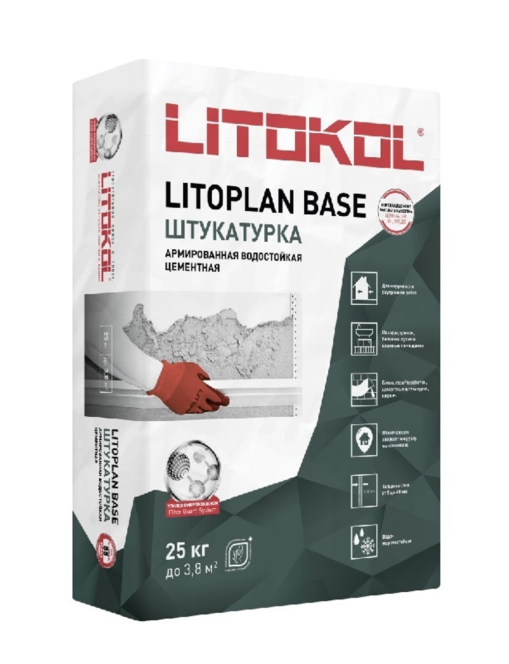 LITOKOL LITOPLAN BASE штукатурка армир.водост.цем. /25 кг