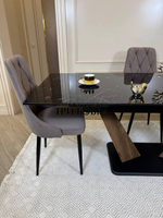 Кухонный раскладной стол "Вирджиния" , черный мрамор и 4 стула ЛОНДОН