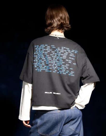 BERSHKA Футболка с коротким рукавом и принтом Billie Eilish, черный