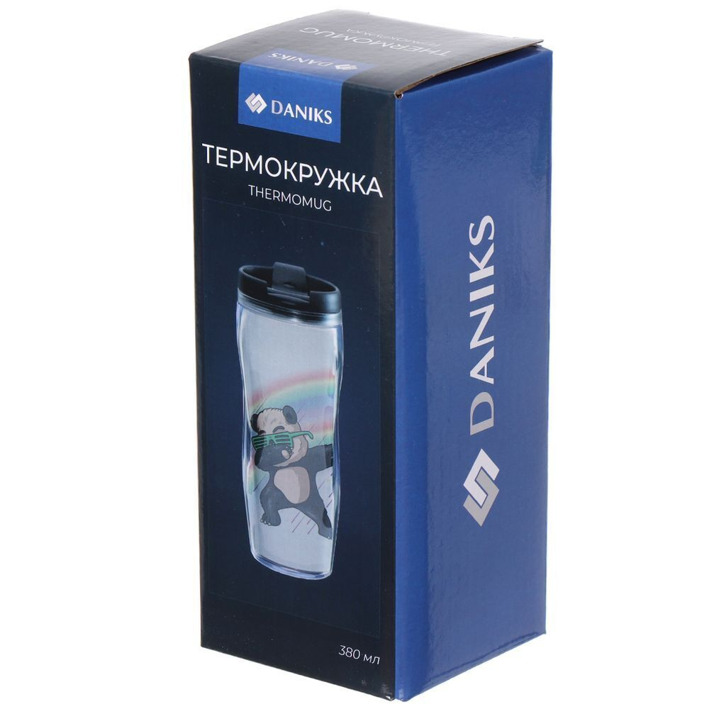 Термокружка пластик, 0.38 л, Daniks, Панда Изи, YYCF001-19