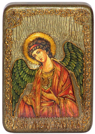 Икона Ангел Хранитель 15х10см на натуральном дереве в подарочной коробке