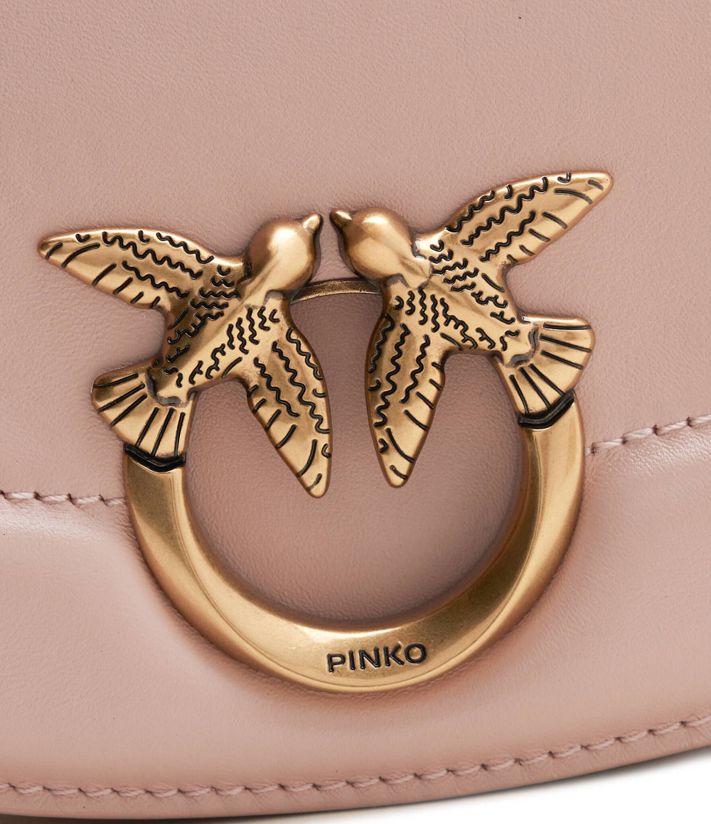 Кожаная сумка через плечо ROUND CLICK BAGUETTE BABY VITE Pinko - розовый(101971 A0QO)