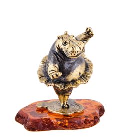 Народные промыслы AM-3643 Фигурка «Бегемот Балет» (латунь, янтарь)