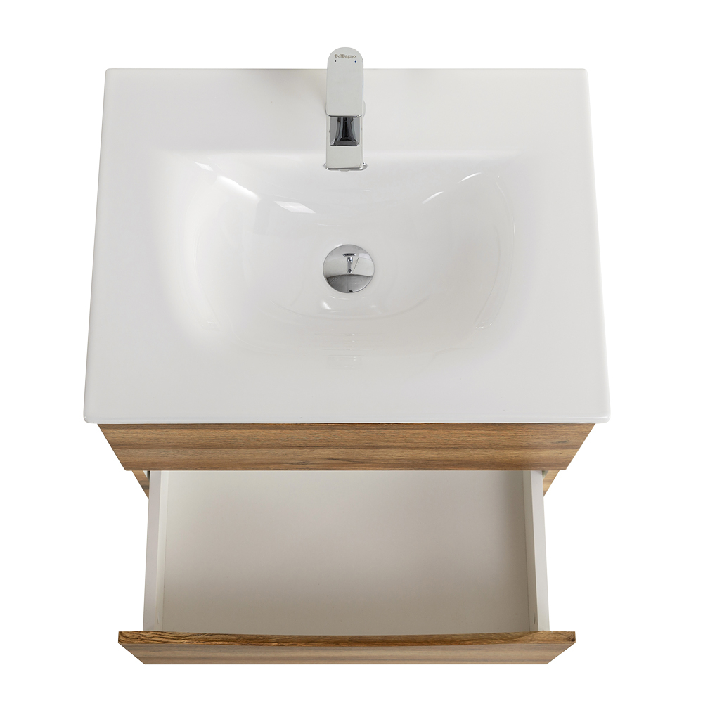 Тумба с раковиной подвесная BelBagno MARINO-CER-N-600-2C-SO-RR-P Rovere Rustico, раковина белая BB-8099-60