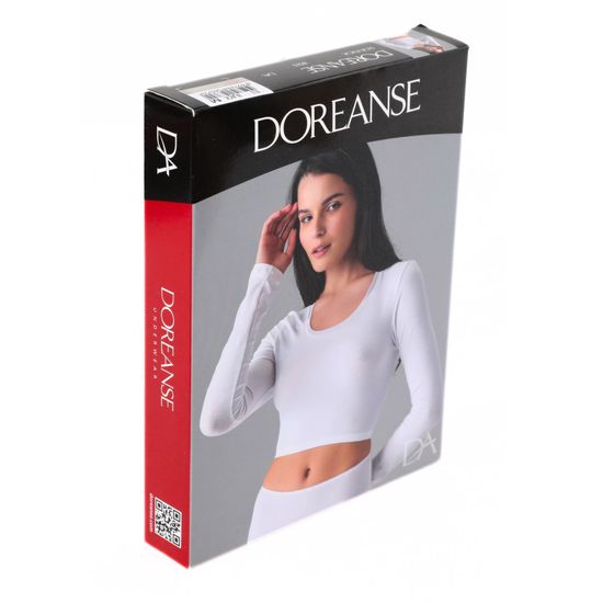 Женская укороченная футболка с длинными рукавами белая Doreanse 8513