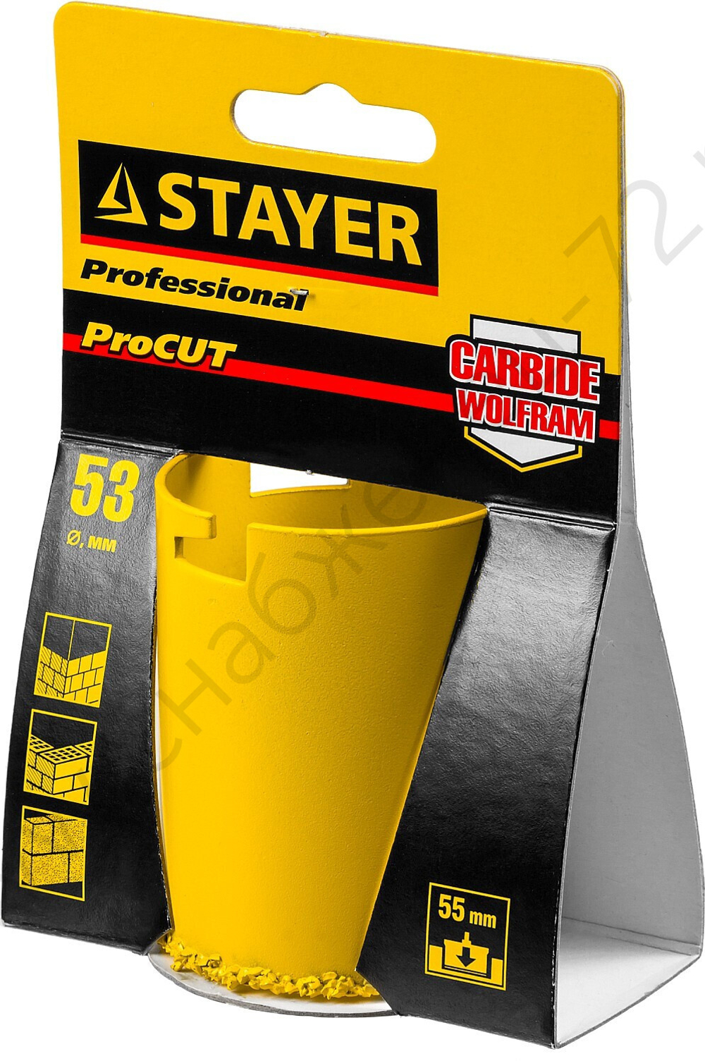 STAYER 53 мм, L 55 мм, карбид вольфрама, Кольцевая коронка (33345-53)