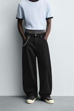 ZARA ДЖИНСЫ BALLOON FIT, ЧЕРНЫЙ