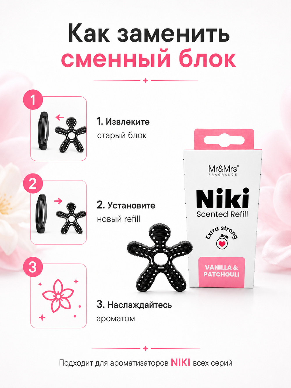 Mr&Mrs Fragrance Сменный блок НИКИ ваниль и пачули | NIKI vanilla & patchouly универсальный