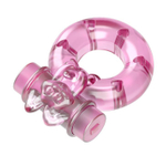 Розовое эрекционное виброкольцо с зайчиком