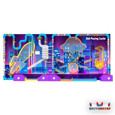 Пневмолабиринт для детской игровой комнаты «Неоновый космо-город», 3,6×2,4×0,5 м