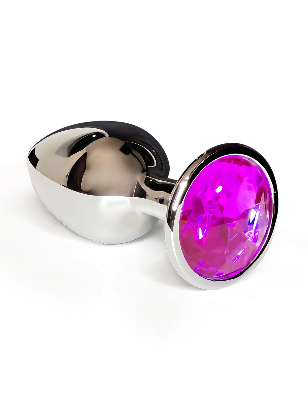 Анальная пробка металлическая с фиолетовым кристаллом Fantasy Toys (S)