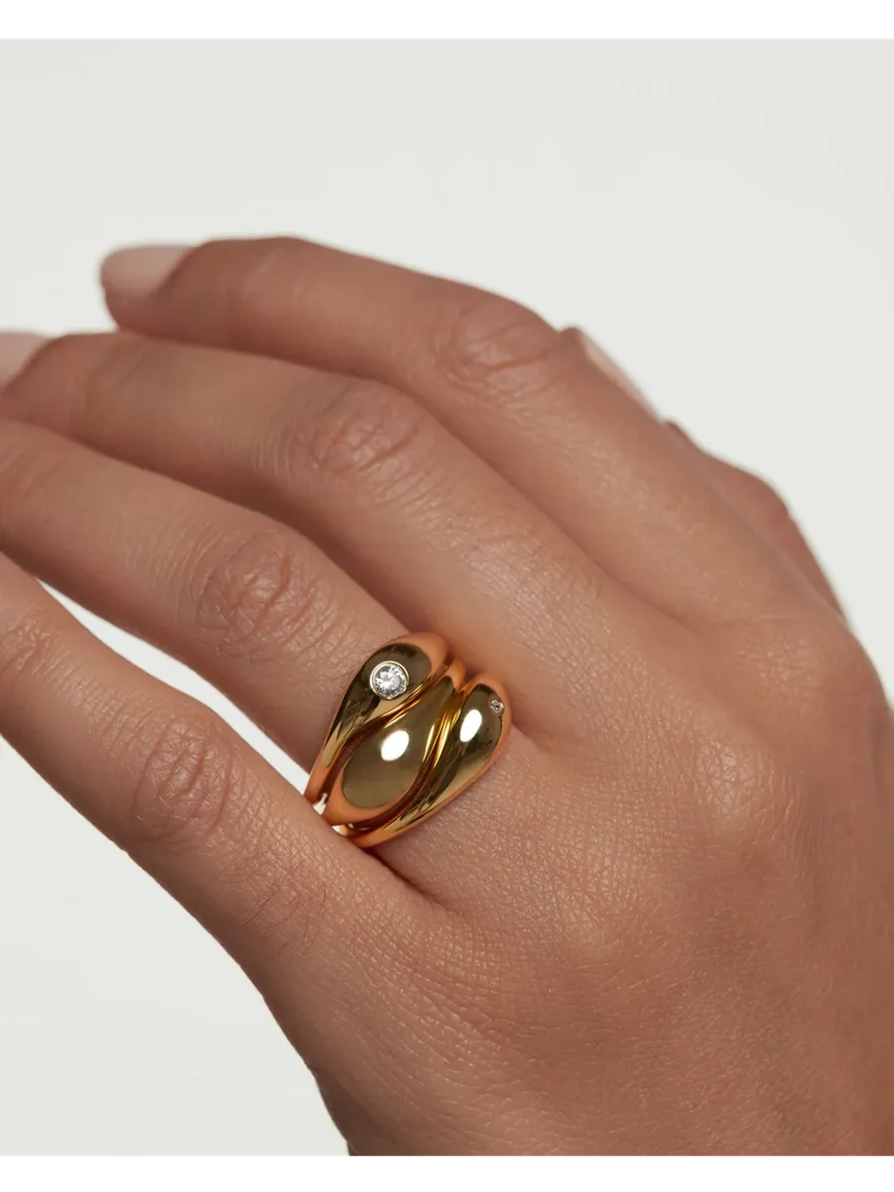 Набор колец Sugar серебро 925 пробы покрытое золотом