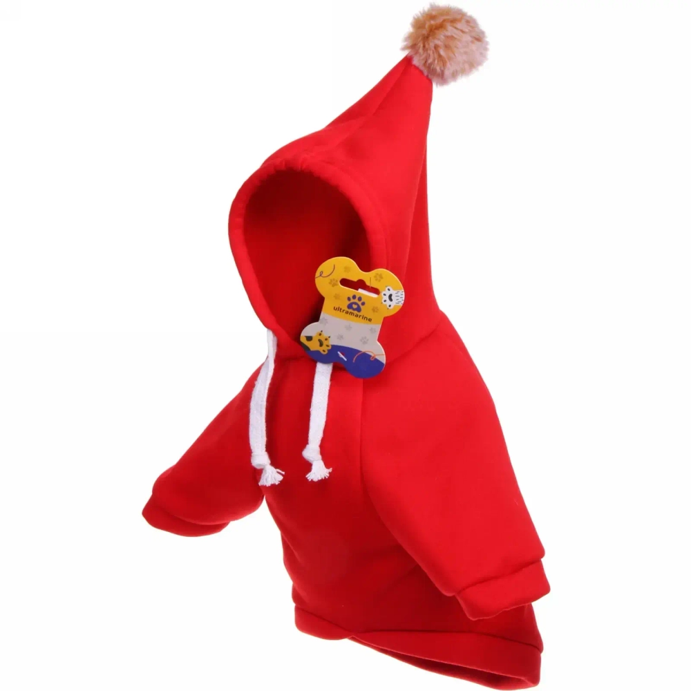 Кофта - толстовка с капюшоном для собак мелких пород «МОДНЫЙ БРО», бон бон, цвет красный, размер XL (22*27*43см) Ultramarine