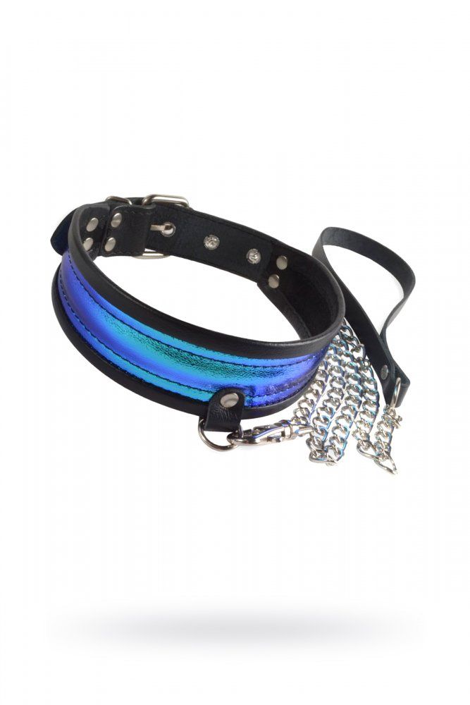 Ошейник Sitabella с поводком синий кожа Ошейник Sitabella с поводком синий кожа