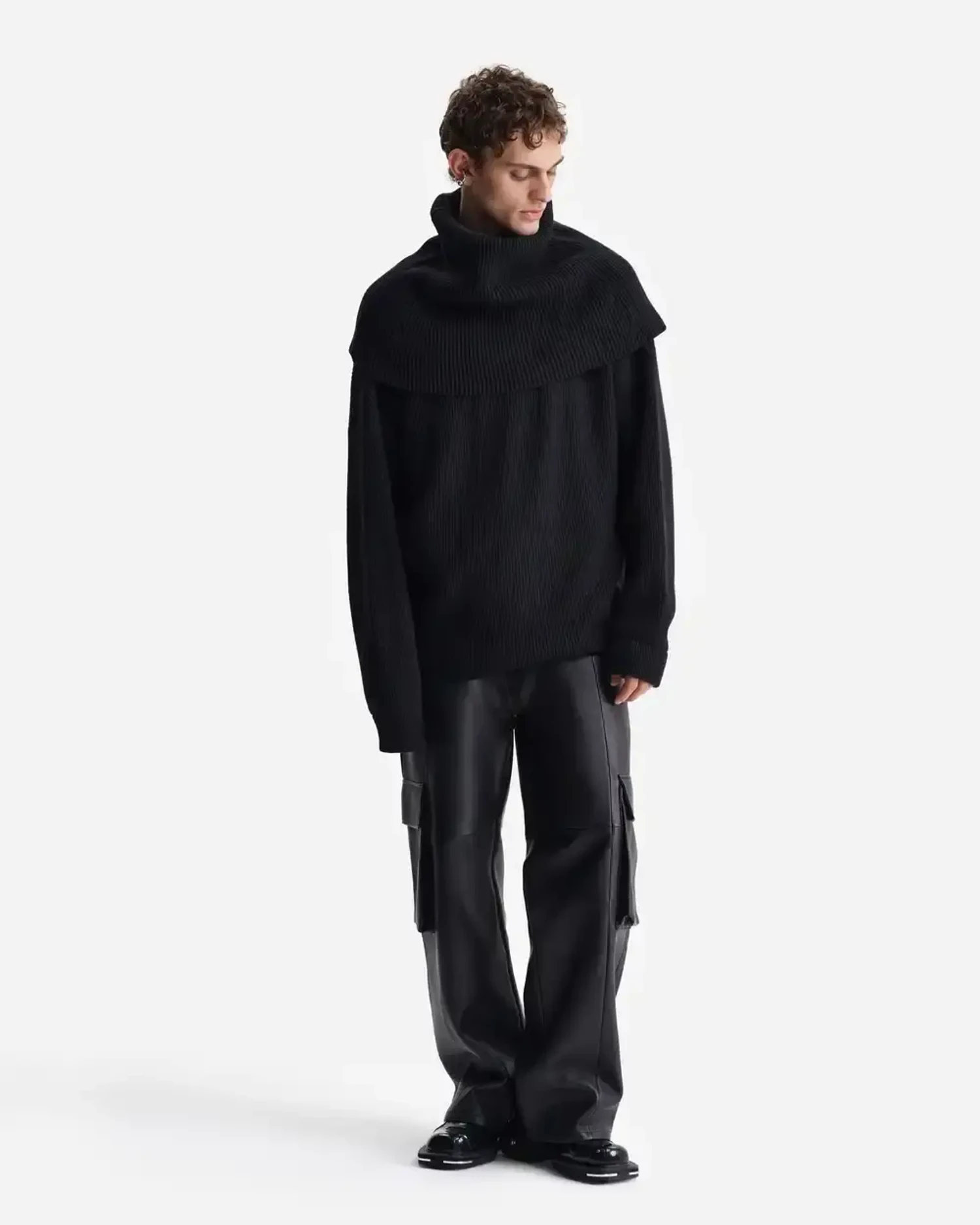 Брюки карго из кожи наппа