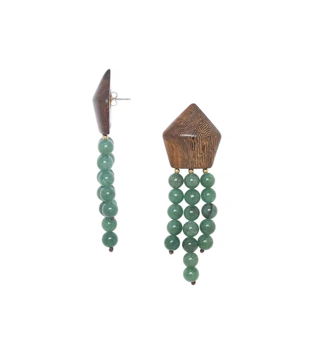 Серьги Nature Bijoux, Aventurine, с деревом роблес и авантюрином, NB26.1-12CP90065 (коричневый)