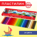 Пластилин классический BRAUBERG "МАГИЯ ЦВЕТА" 24 цвета 500 г качество на высоте картонная упаковка (6 штук в упаковке)