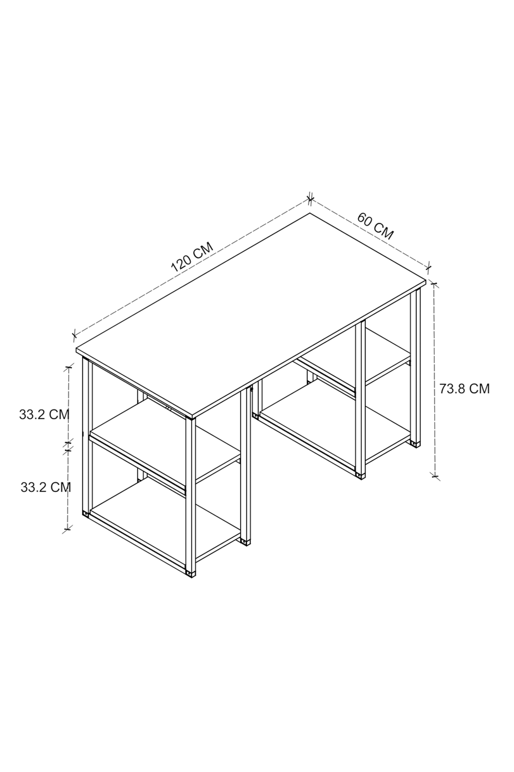 Стол рабочий с 4 полками 120х60 - белый