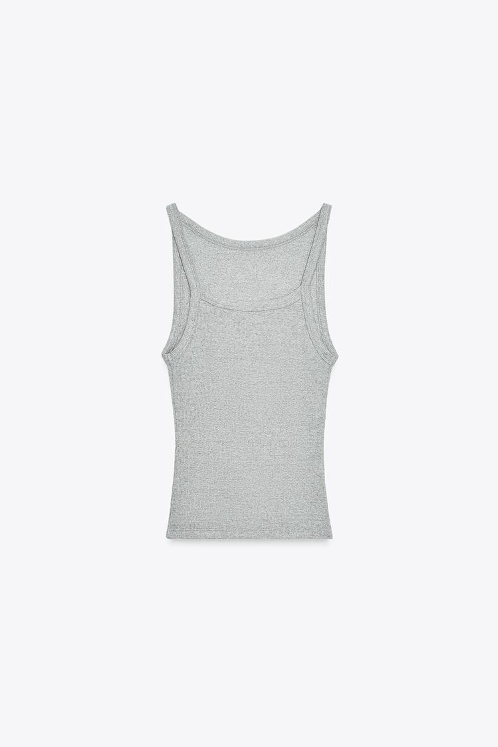 ZARA ТОП ХАЛТЕР В РУБЧИК, СЕРЫЙ МЕЛАНЖ