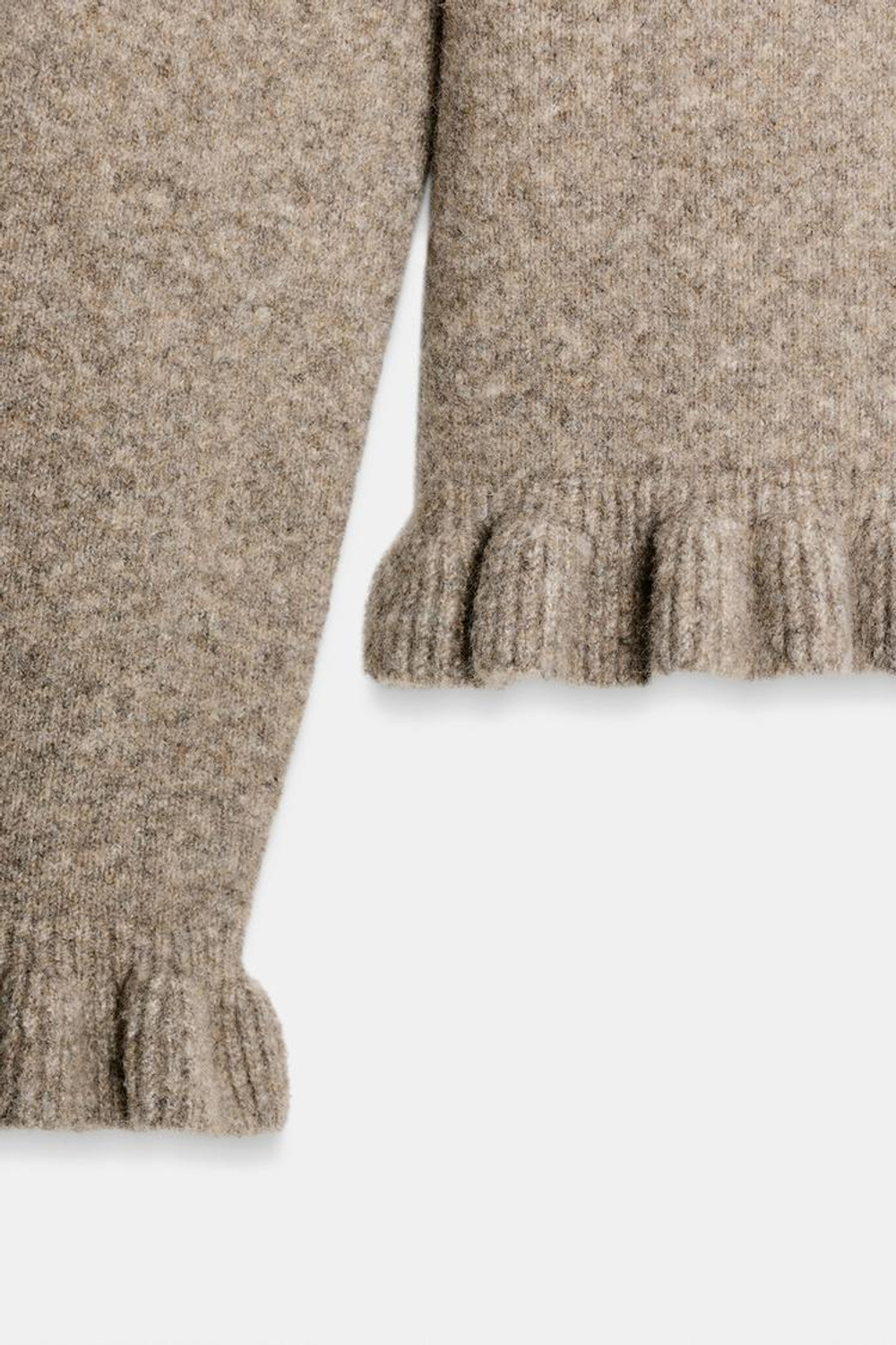 ZARA КАРДИГАН С ВОЛАНАМИ, СЕРО-КОРИЧНЕВЫЙ