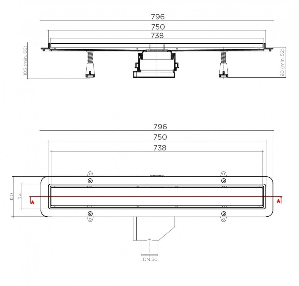 Линейный трап PESTAN Betto Line 750 мм