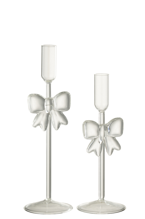 Набор из 2-х подсвечников "Бантики" прозрачные 8x8x23см/8x8x27,5см