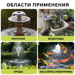 GANF01-02 GREEN APPLE насос для фонтана с насадками.Мощность 35 W Производительность 2000 л/ч Max. П