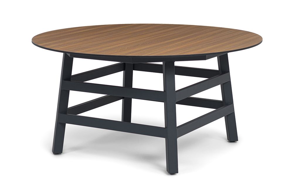 "Рио" стол из HPL круглый Ø160см, H75, цвет столешницы "дуб"