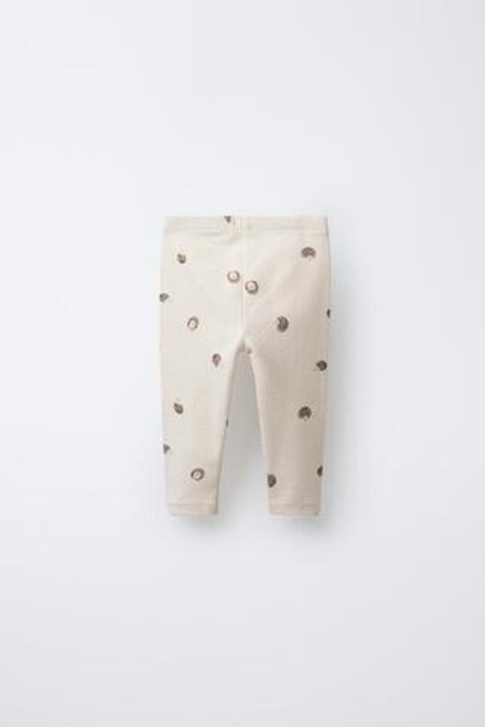 ZARA ТЁПЛЫЕ ЛЕГИНСЫ «ЕЖИКИ», ЭКРЮ