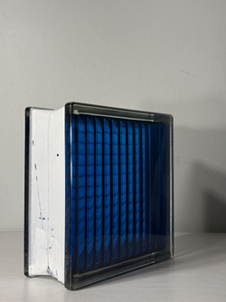 Стеклоблок сетка синий окрашенный изнутри Vitrablok 19x19x8