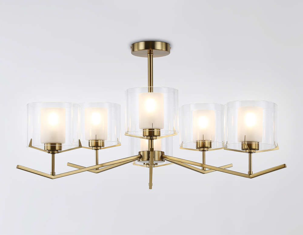 Светильник подвесной LH57008/6 BS/FR латунь/белый матовый E14/6 max 40W D850*420