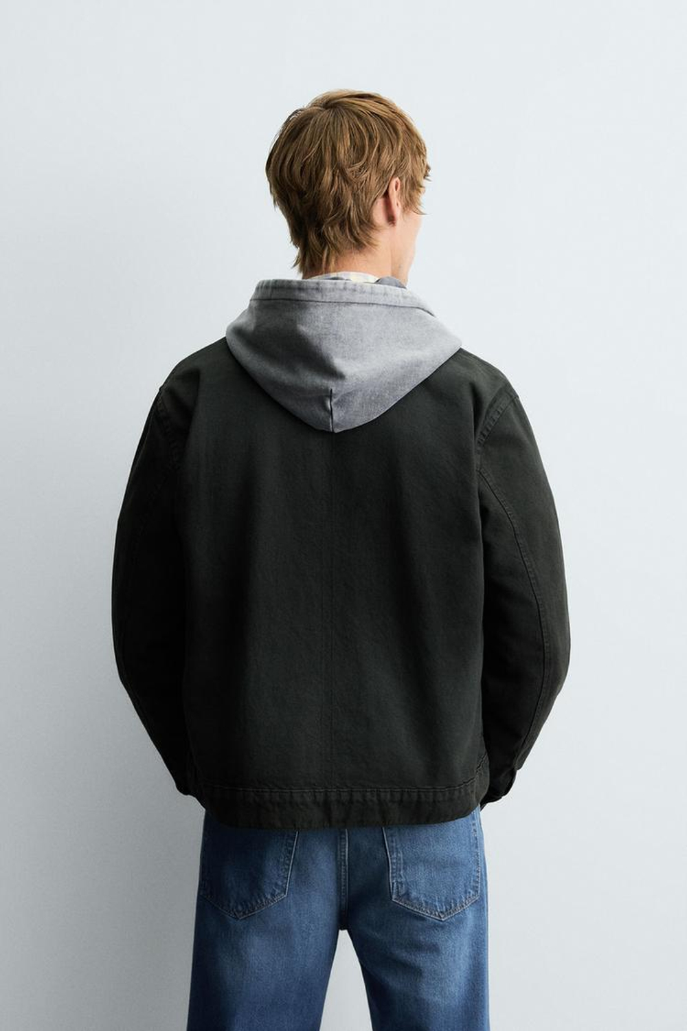 ZARA ДЖИНСОВАЯ КУРТКА-РУБАШКА НА МОЛНИИ, ЗЕЛЕНЫЙ