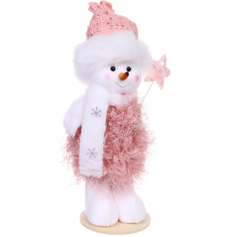 Фигурка «Зимний снеговик» 25 см, Розовый (микс дизайнов)