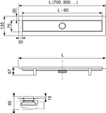 Комплект TECElinus для монтажа дренажного канала с декоративной решеткой "straight", 70 см
