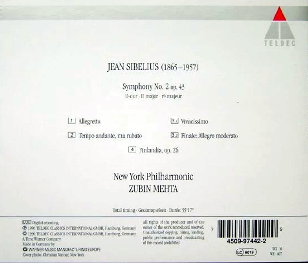 New York Philharmonic, Zubin Mehta / Jean Sibelius: Symphony No. 2 - Finlandia (CD)