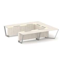 Steel Meet Стол переговорный П-образный KMK-PR.B.SP-11P Денвер Светлый/Ваниль Глянец/Металл Серый 32