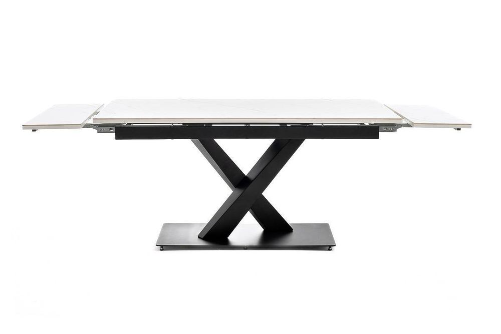 "Юпитер" стол интерьерный раздвижной обеденный из керамики, цвет белый глянцевый