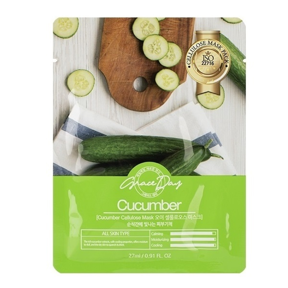 Тканевая маска с экстрактом Огурца Grace Day Cucumber Cellulose Mask 5шт