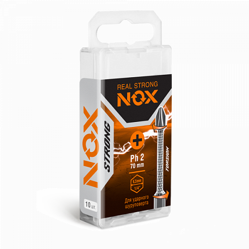 Бита Ph2- 70мм "Nox STRONG" E6.3 torsion бокс (10шт) Nox